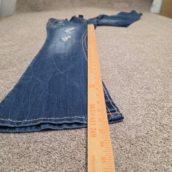 grunge streetwear y2k Distressed Embroidered Amethyst bootcut Jeans Sz 11 - Picture 4 of 16